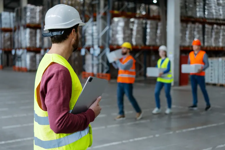 Fotografía de unos guantes, un casco color amarillo, dos tipos de gafas de protección, unas votas de seguridad, unos cascos antiruido y dos tipos de caretas, todos con su respectivo logo de MASI y entran en la categoria de equipo de seguridad industrial.