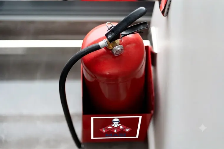 Fotografia de uno entre varios extinguidores que se colocaron al rededor de todos los almacenes de MASI por si hay una posible emergencia y lleguen a ocuparse